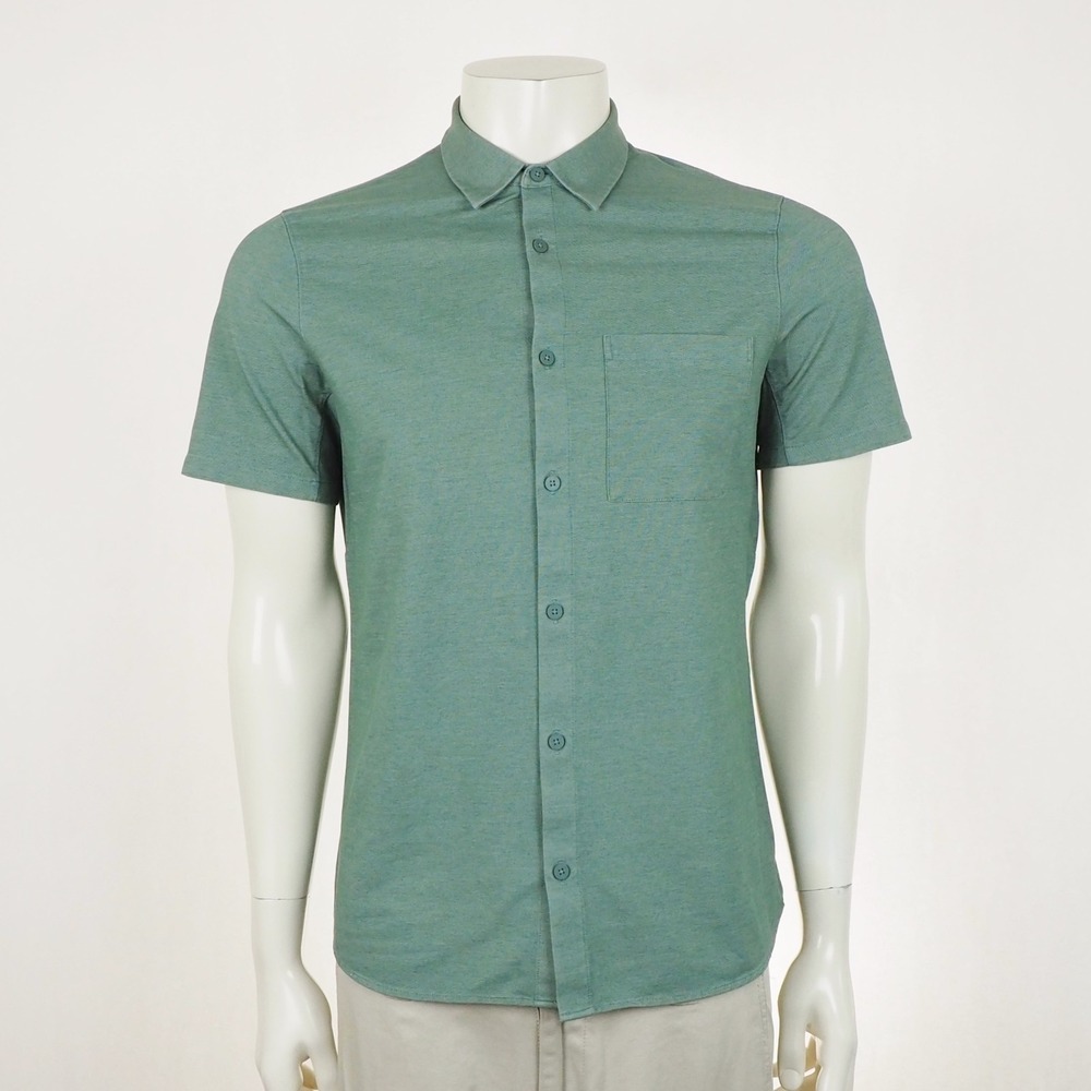 Lululemon All Town Button Down Shirt Mens Medium Mystic Green Oxford Cotton
